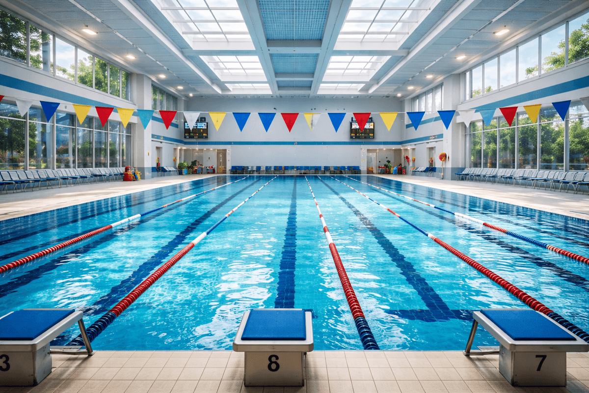 Swim club pool lanes representing organized renewals and club operations