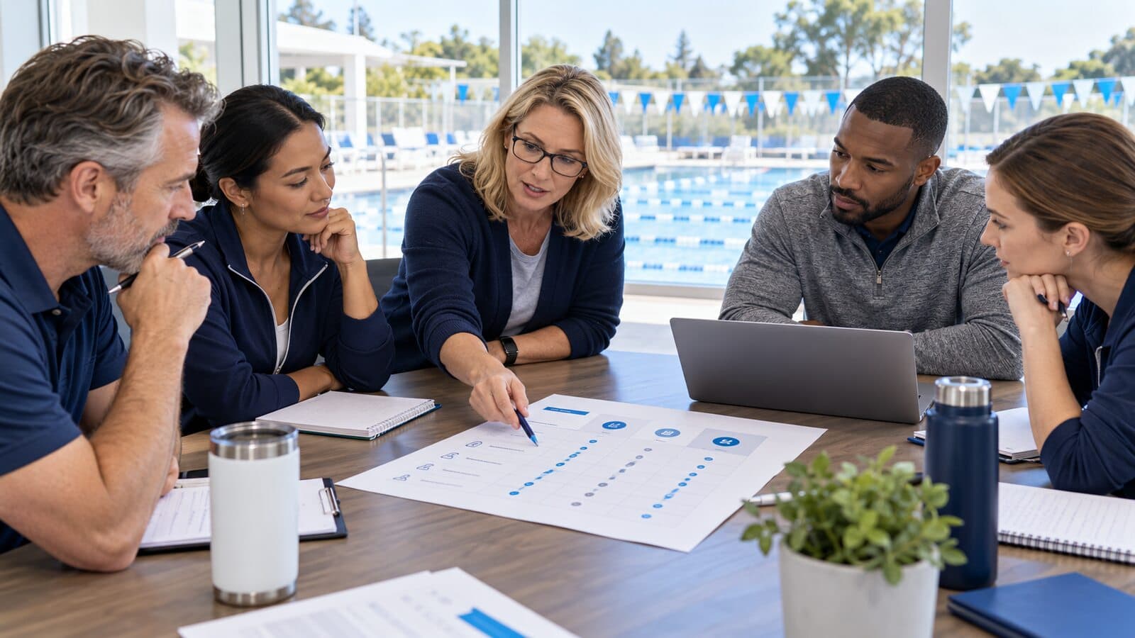 Club board members review a concise software decision memo together.